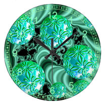 Emerald Satin Dreams - Abstract Irish Shamrock wall clocks