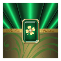 Emerald Silk St Patrick's Day Wedding Invite