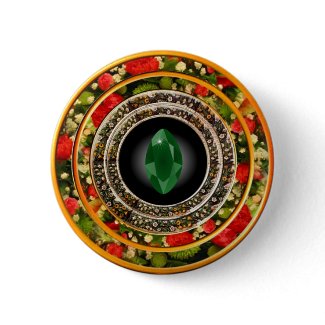 Emerald Stone in Floral Frames button