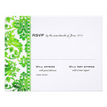 Emerald Vintage Damask Lace Wedding RSVP Custom Invites