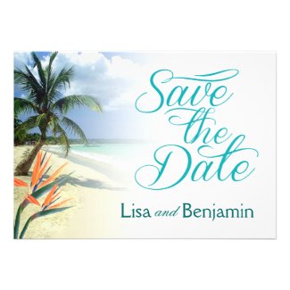 Emerald Waters Jamaican Beach Save the Date Personalized Invite