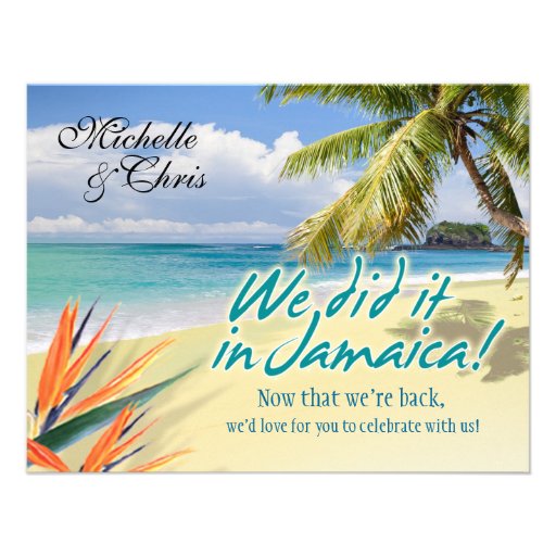 Emerald Waters Reception Card (Jamaica) Custom Invitation