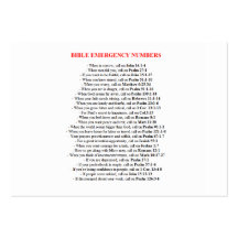 Emergency Bible Numbers  CARDS Business Card
