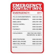 Emergency Contact Information List Rectangular Magnets
