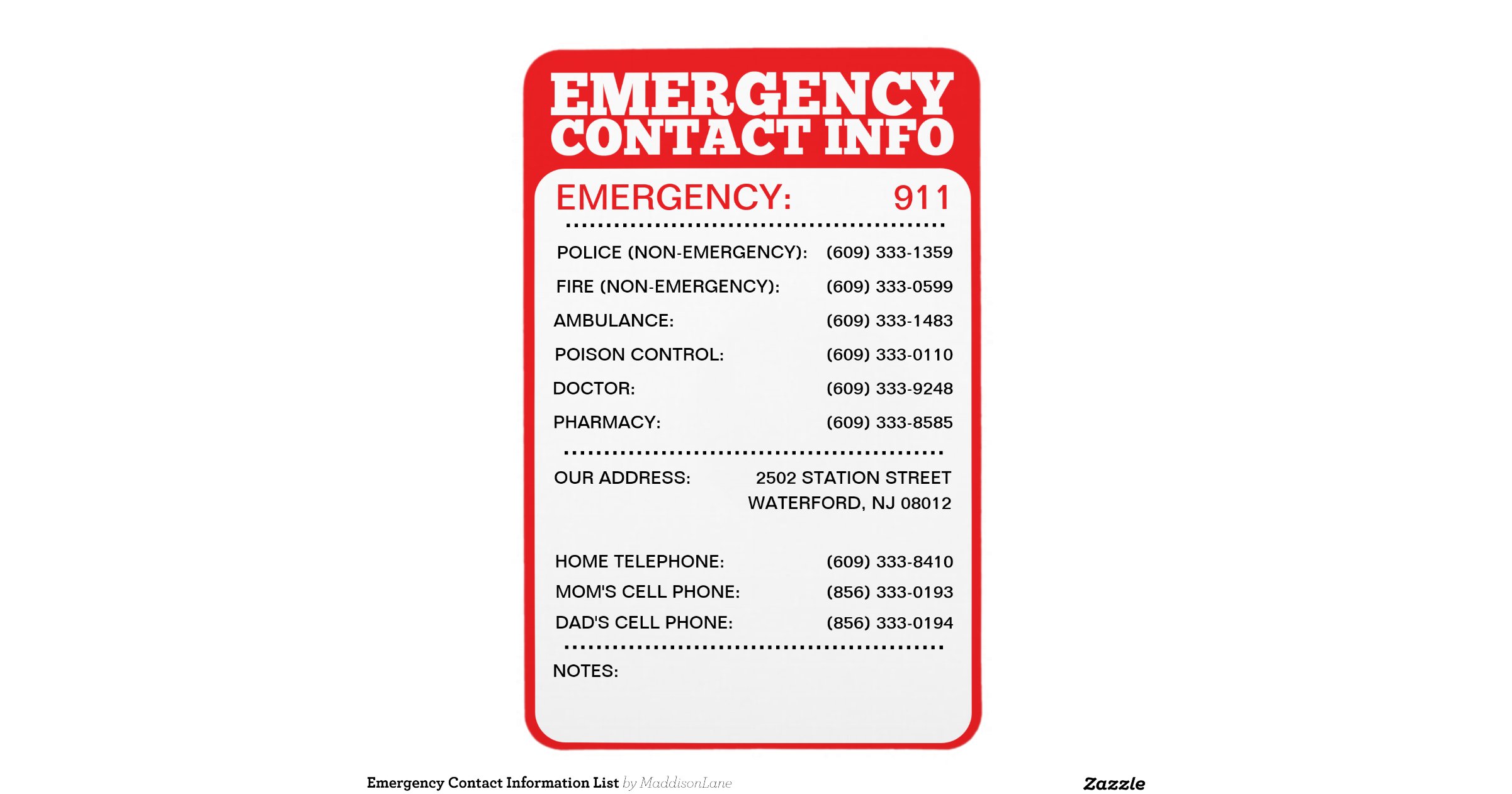 emergency contact information list rectangular photo emergency contact