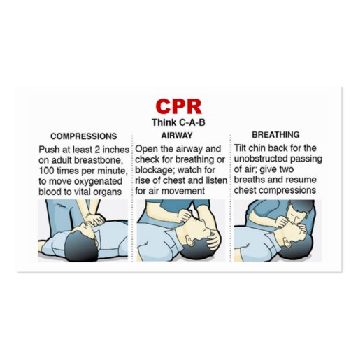 Emergency CPR Cards Business Cards (back side)