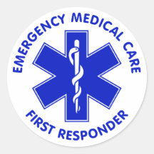 Emergency Medical Care First Responder Round Stickers