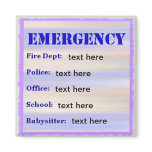 Emergency Numbers Template Magnets