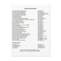 Emergency Phone Numbers Postcard by KitteasGallery Emergency Phone Numbers Postcard