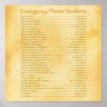 Emergency Phone Numbers Poster