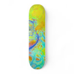Emerging Galaxies – Teal &amp; Lime Currents Skate Board