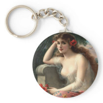 Emile Vernon Girl with a Poppy Key Chain