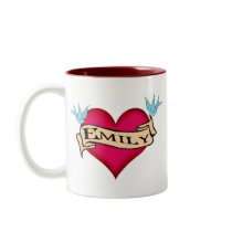 Emily - Custom Heart Tattoo T-shirts & Gifts mugs