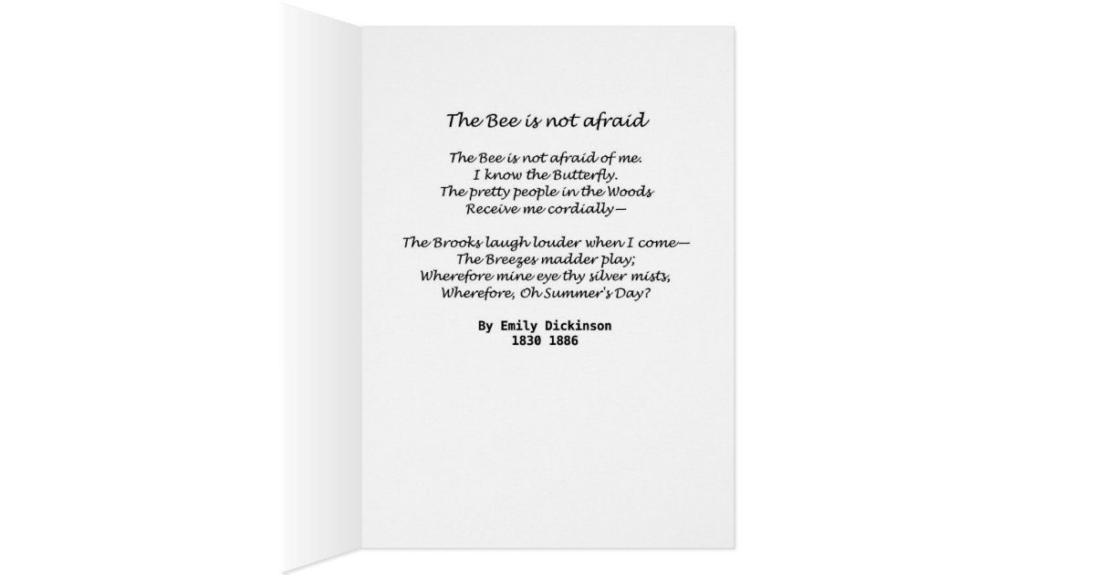 Emily Dickinson Bee Nature Poem Greeting Card | Zazzle