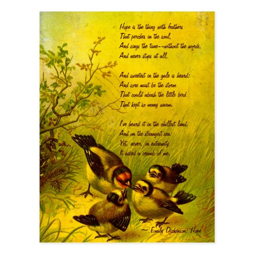 Emily Dickinson Vintage Painted Sparrows Postcard