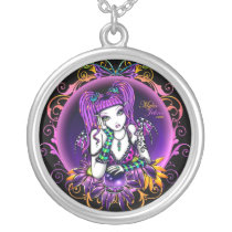 emily, rainbow, crystal, ball, magical, fairy, faery, fae, faerie, fantasy, art, big, eyed, butterfly, myka, jelina, mika, faeries, Necklace with custom graphic design