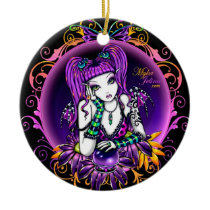 emily, rainbow, crystal, ball, magical, fairy, faery, fae, faerie, fantasy, art, big, eyed, butterfly, myka, jelina, mika, faeries, Ornament with custom graphic design