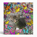 Emma in Butterflies I - Gray Tabby Kitten 3 Ring Binder