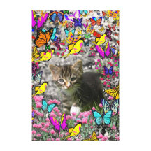 Emma in Butterflies I - Gray Tabby Kitten Canvas Prints