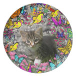 Emma in Butterflies I - Gray Tabby Kitten Plates