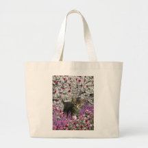 Emma in Flowers I – Little Gray Kitten Canvas Bags