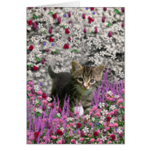 Emma in Flowers I – Little Gray Kitten Greeting Card