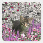 Emma in Flowers I – Little Gray Kitten Sticker