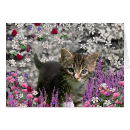 Emma in Flowers I – Little Gray Kitty Cat Greeting Cards
