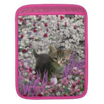 Emma in Flowers I – Little Gray Kitty Cat iPad Sleeve