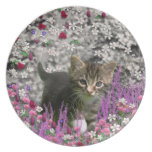 Emma in Flowers I – Little Gray Kitty Cat Plates