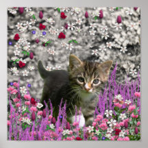 Emma in Flowers I – Little Gray Kitty Cat Print