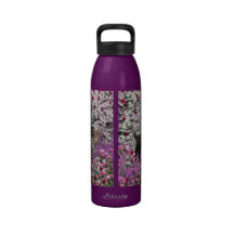 Emma in Flowers I – Little Gray Kitty Cat Water Bottle