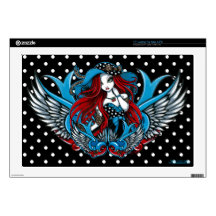 Emma Rockabilly Swallow Tattoo Angel 17" Skin Laptop Skins