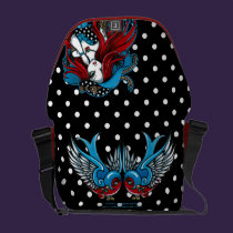 Emma Rockabilly Swallow Tattoo Angel Messenger Bag messenger bags