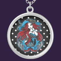 Emma Rockabilly Swallow Tattoo Angel Necklace necklaces