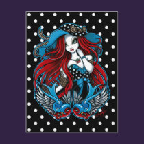 Emma Rockabilly Swallow Tattoo Angel Postcard postcards