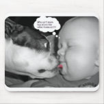 emma the boston terrier kissing baby mousepads