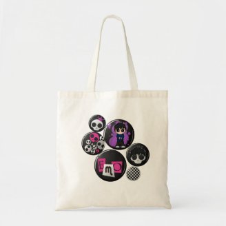 Emo badges on the bag
