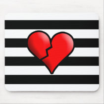 Emo Broken Heart & Stripes mousepads