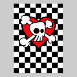 Emo Cartoon Skull Checkers posters