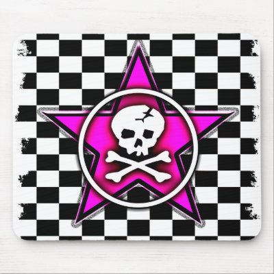 Emo Checkerboard Star &amp; Skull Mouse Pad by Artamatik