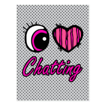 Emo Eye Heart I Love Chatting Post Cards