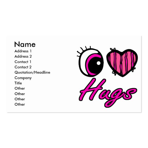 Emo Eye Heart I Love Hugs Business Card Templates