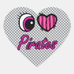 Emo Eye Heart I Love Pirates Heart Stickers