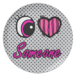 Emo Eye Heart I Love Someone Party Plates