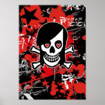 Emo Girl Skull Print
