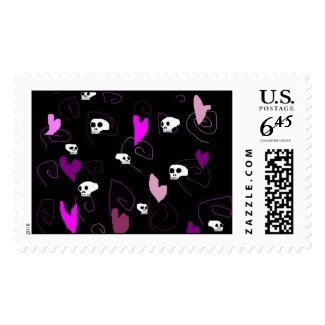EMO Goth Skull Hearts stamp