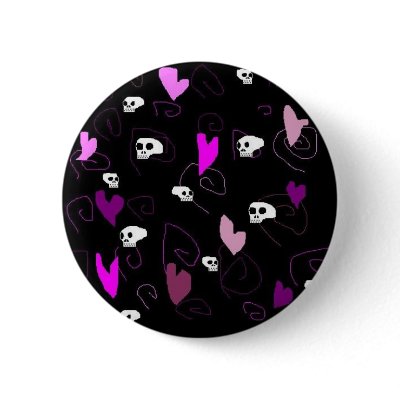 EMo & Goth Skulls and Hearts Pin by FlashAllen