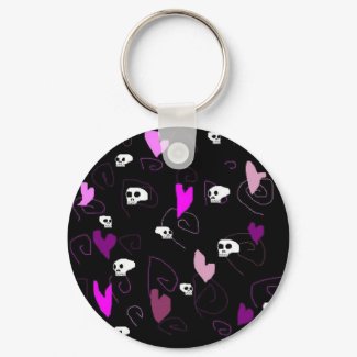 EMo & Goth Skulls and Hearts keychain
