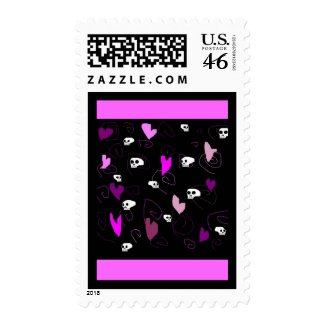 EMo & Goth Skulls and Hearts stamp